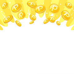 輝くコインのイラスト背景　ポイントコイン　黄色の背景　1:1