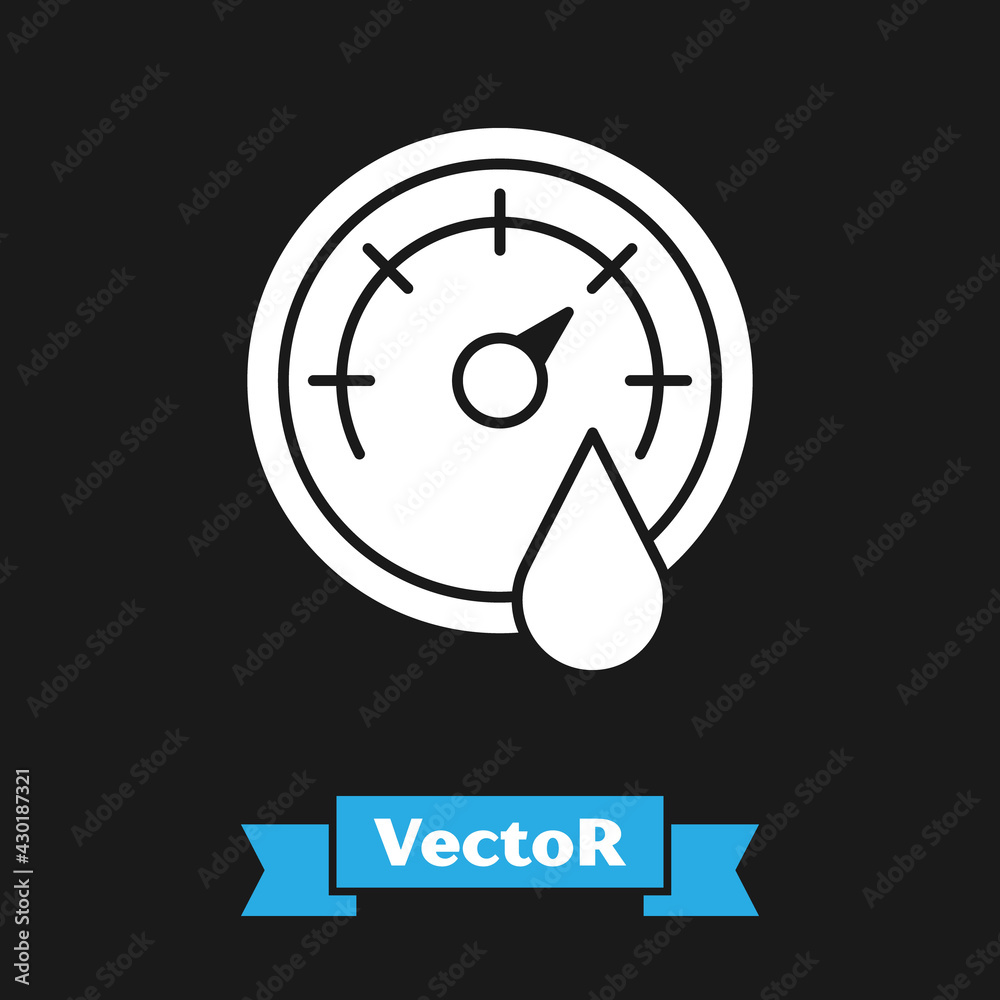 Wall mural white sauna thermometer icon isolated on black background. sauna and bath equipment. vector