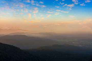 Beautiful mountains and sky in the morning,Mountains under mist in the morning Amazing nature scenery form Kerala God's own Country Tourism and travel concept image, Fresh and relax type nature image