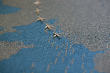 handmade map of channel aviation cross the ocean