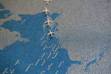 handmade map of channel aviation cross the ocean
