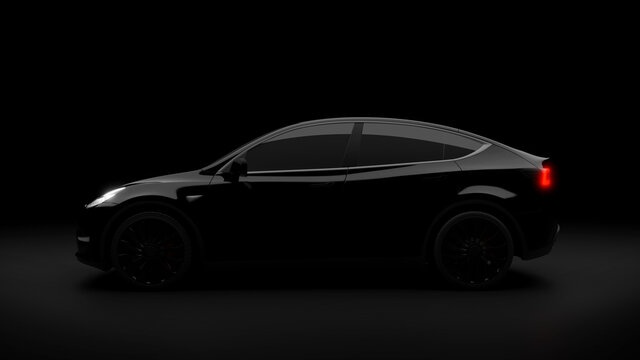 Tesla car on a dark background