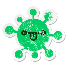 confused cross eyed virus distressed sticker