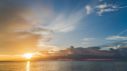 sunset sky over sea in the evening 