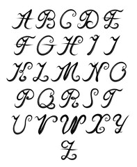 Brush handwritten, type font design concept. black on white. isolated working path