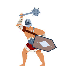 Ancient european gladiator or warrior flat vector illustration isolated.