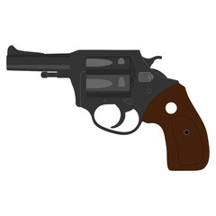 Revolver flat vector illustration. Portable gun, protective equipment