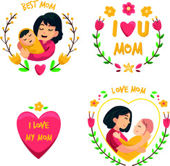 Mothers Day symbol pack. Spring, flower. love. 