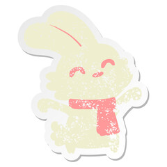 rabbit with scarf yawning grunge sticker
