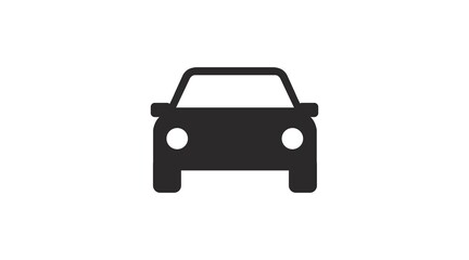 Car Icon. Vector flat black and white isolated illustration of the front side of a car