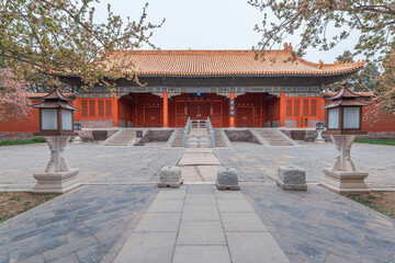 Ancient buildings with red wall in the Forbidden City, Beijing, China