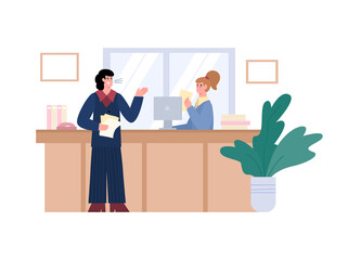 Angry aggressive boss shouting on employee, flat vector illustration isolated.