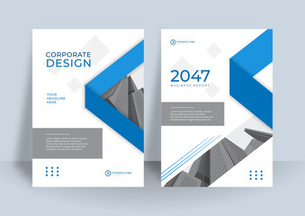 WebSet of business cover design template for brochure, report, catalog, magazine or booklet. Creative vector background concept. Blue modern geometric cover design