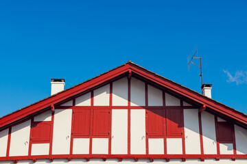 Typical buildings of Basque country. Euskadi colorful architecture. European medieval architecture.