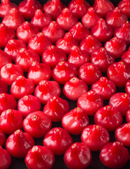 jambu or rose apple, bell-like shape fruit also called bell fruit or wax apple, shot in full frame,sri lanka juicy fruits texture, background