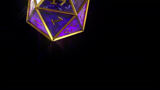 Slow Motion Icosahedron Dice Rolling on Alpha Channel