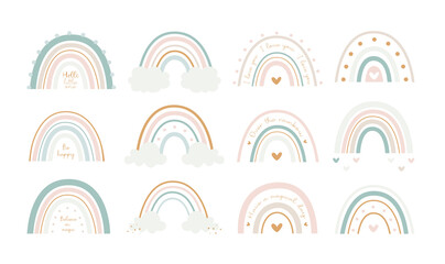 Rainbow, boho Rainbow, cute, colorful, rainbows, clipart, Natural Tones Clip Art Rainbow, Kids Decor, Nursery Decor, Pastel Scandinavi, Baby rainbow, Illustration, Childish flat vector, T-shirt print