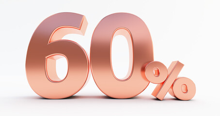 60% bronze Sixty percent isolated on a white background, 3D render