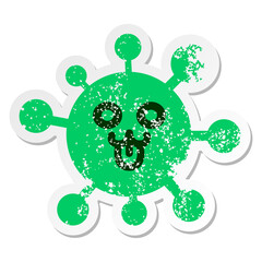 cute happy pet virus distressed sticker