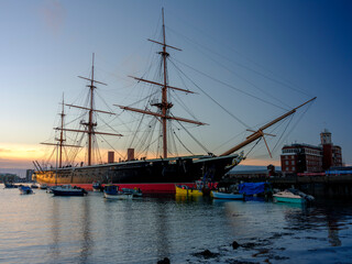Fototapeta premium Autumn sunset on HMS WARRIOR 1860