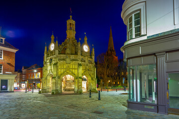 Obraz premium Night view of Chichester cathedral, West Sussex, UK