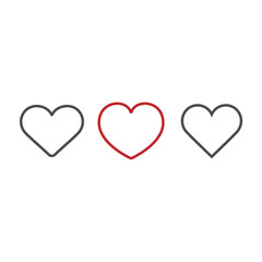 heart icons, concept of love, linear icons thin grey line