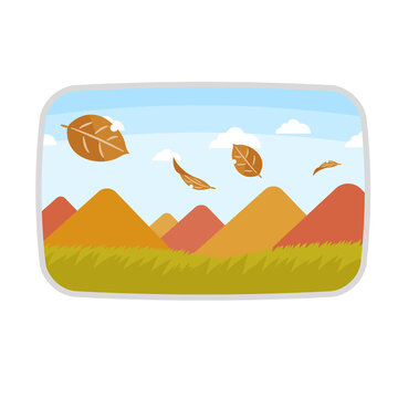 autumn landscape with falling leaves clip art preview