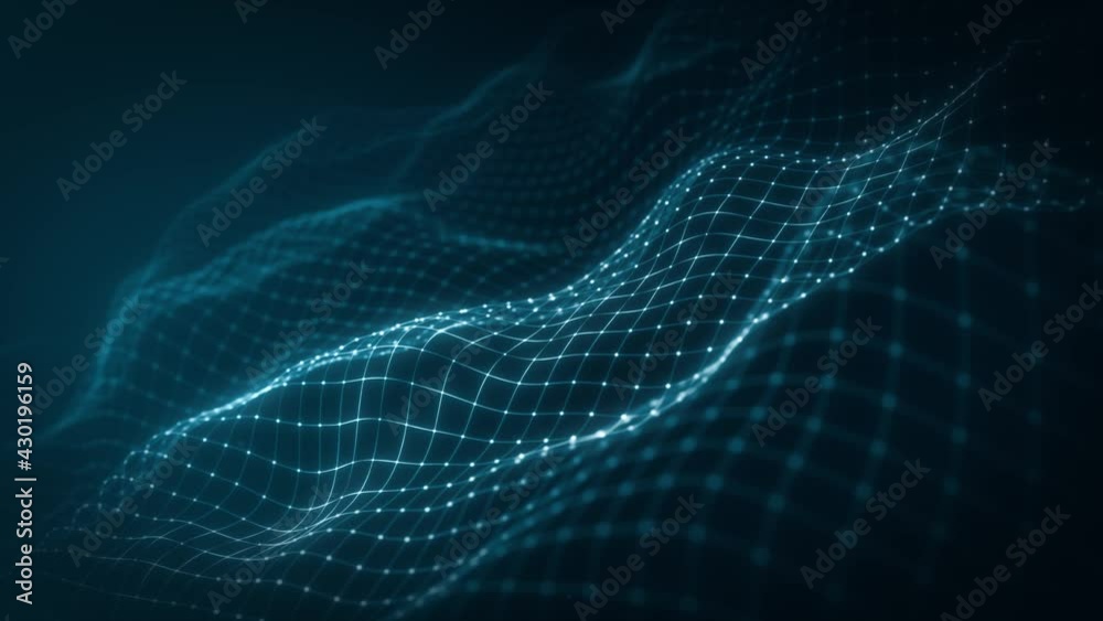 Poster abstract network mesh waving fx background loop/ 4k animation of an abstract fractal digital mesh ba