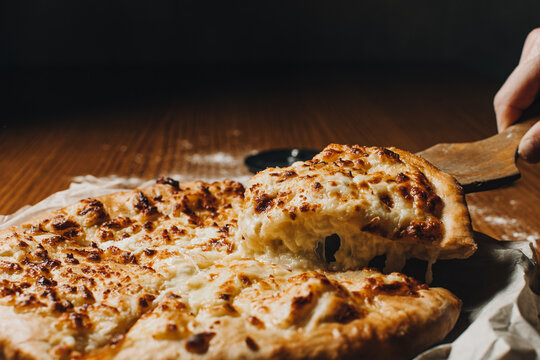 Georgian khachapuri mingrelian with sulguni cheese