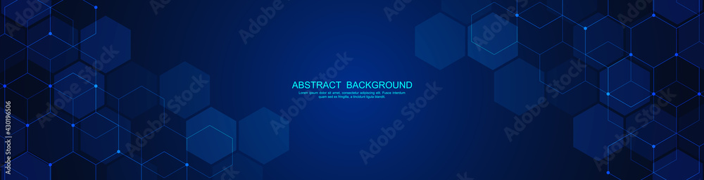 Wall mural banner design template. abstract background with geometric shapes and hexagon pattern. vector illust