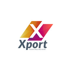 Vector logo of simple initial letter X with two gradient color combination