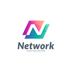 Vector logo of simple initial letter N with two gradient color combination