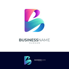 Vector logo of letters B and S with colorful gradient concept