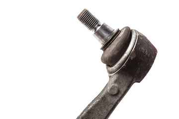 Ball joint on the arm of the car, part of the front suspension of the vehicle for repair and replacement in a vehicle repair shop. Spare parts catalog.