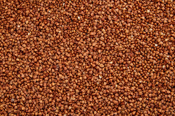 Buckwheat,  dry buckwheat background. Buckwheat texture