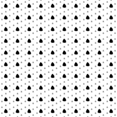 Square seamless background pattern from black poop symbols are different sizes and opacity. The pattern is evenly filled. Vector illustration on white background