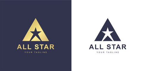Minimalist A letter logo with "super star" or "all star" concept