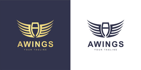 Minimalist A letter logo with "wings" and "flying" concept