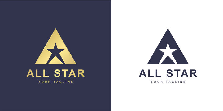 Minimalist A letter logo with "super star" or "all star" concept
