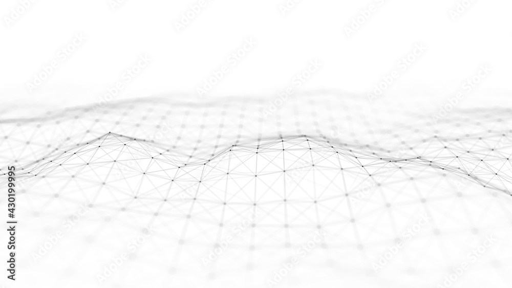Poster artificial intelligence concept. big data visualization. white technology wave. 3d rendering.