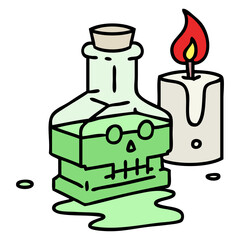 magic potion in fancy bottle with candle