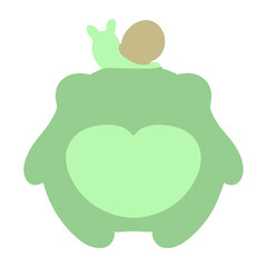frog with a snail on head