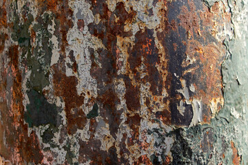 close-up of rusty iron pole. selective focus