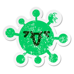 cute laughing virus distressed sticker