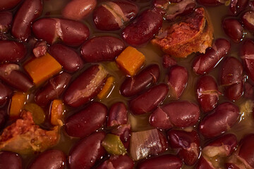 Close view of a healthy and delicious typical dish from the Navarra area based on red beans