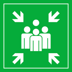 Fire Assembly Point emergency sign. Clipart image isolated on white background