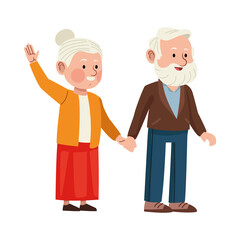 grandparents couple walking