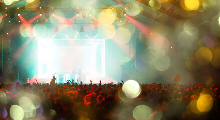 Summer music festival concert crowd