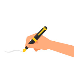 Person hand writing with fountain pen image. Clipart image