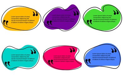 Set of banners, frame for quotes. Speech bubble icon. Template with a text box inside. Bright poster with information, popular expression. Vector illustration with shadow.	